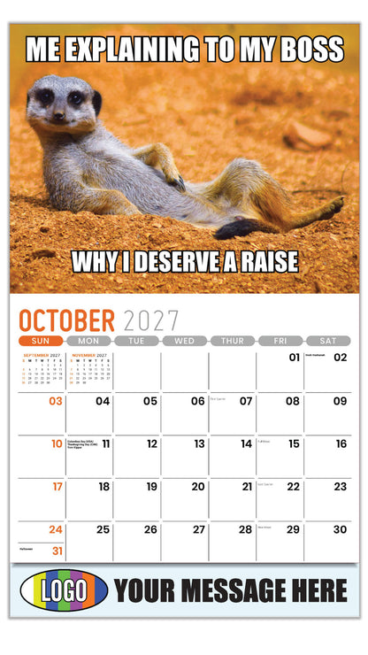 2027  Business Promotion Calendar - The Memeing of Life - October