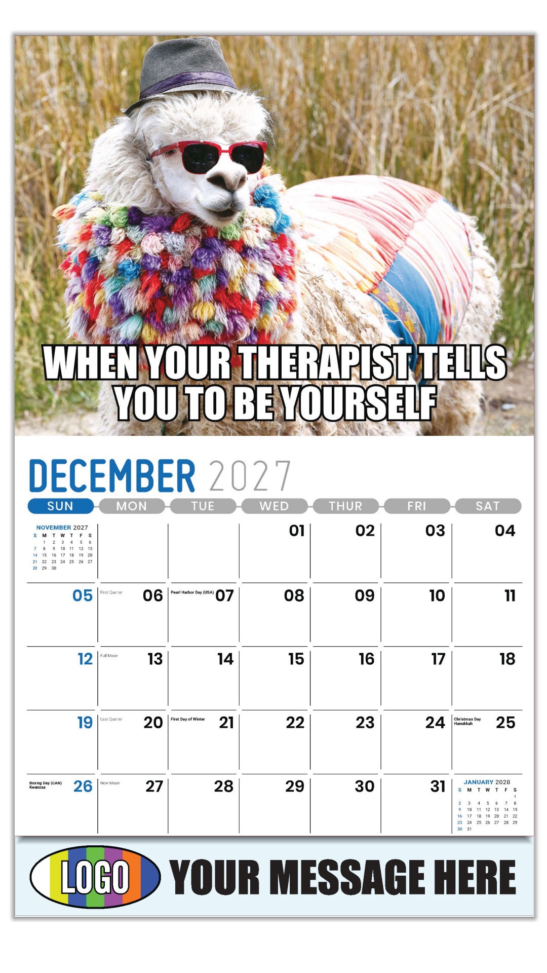 2027  Business Promotion Calendar - The Memeing of Life - December