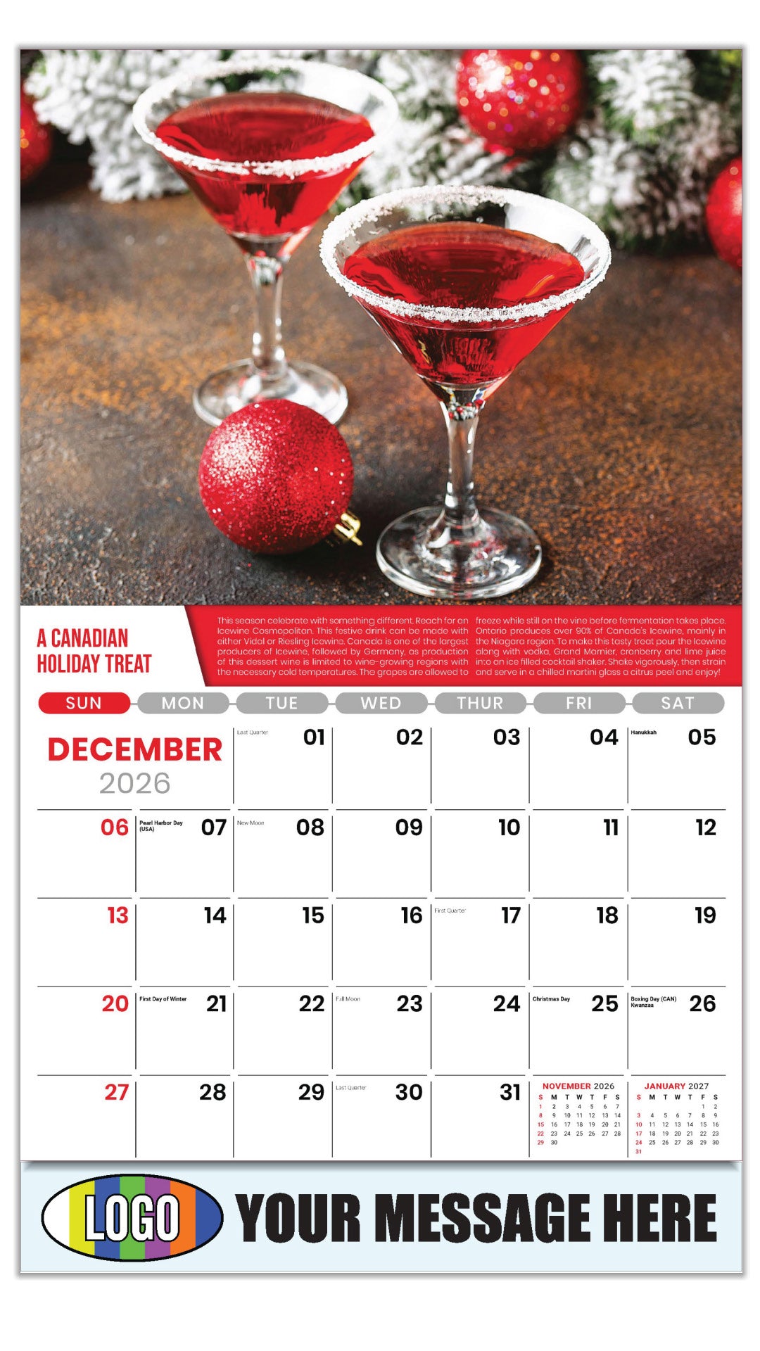 2027 Business Promotional Calendar - Vintages: Wine Tips - A Canadian Holiday Treat - December_a