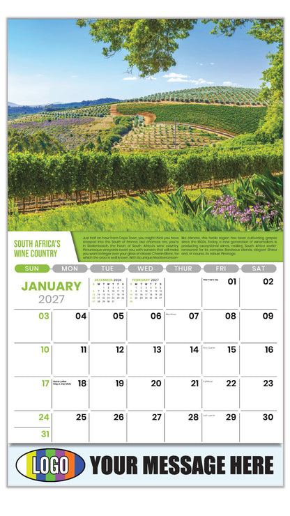 2027 Business Promotional Calendar - Vintages: Wine Tips - South Africa’s Wine Country  - January