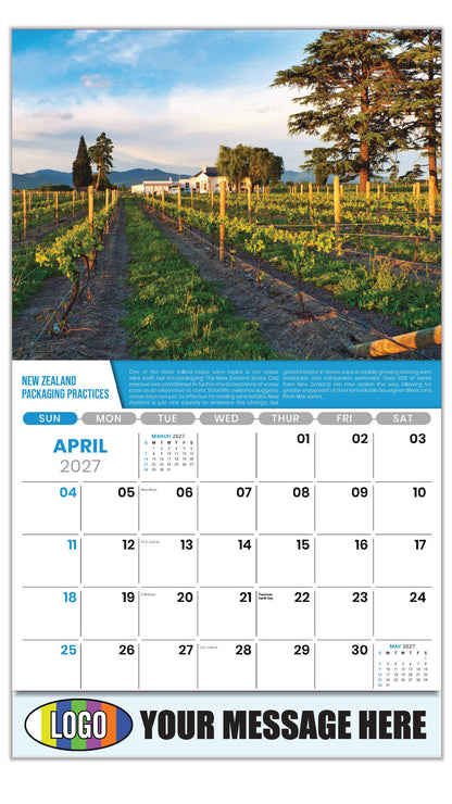 2027 Business Advertising Calendar - Vintages: Wine Tips - New Zealand Packaging Practices - April
