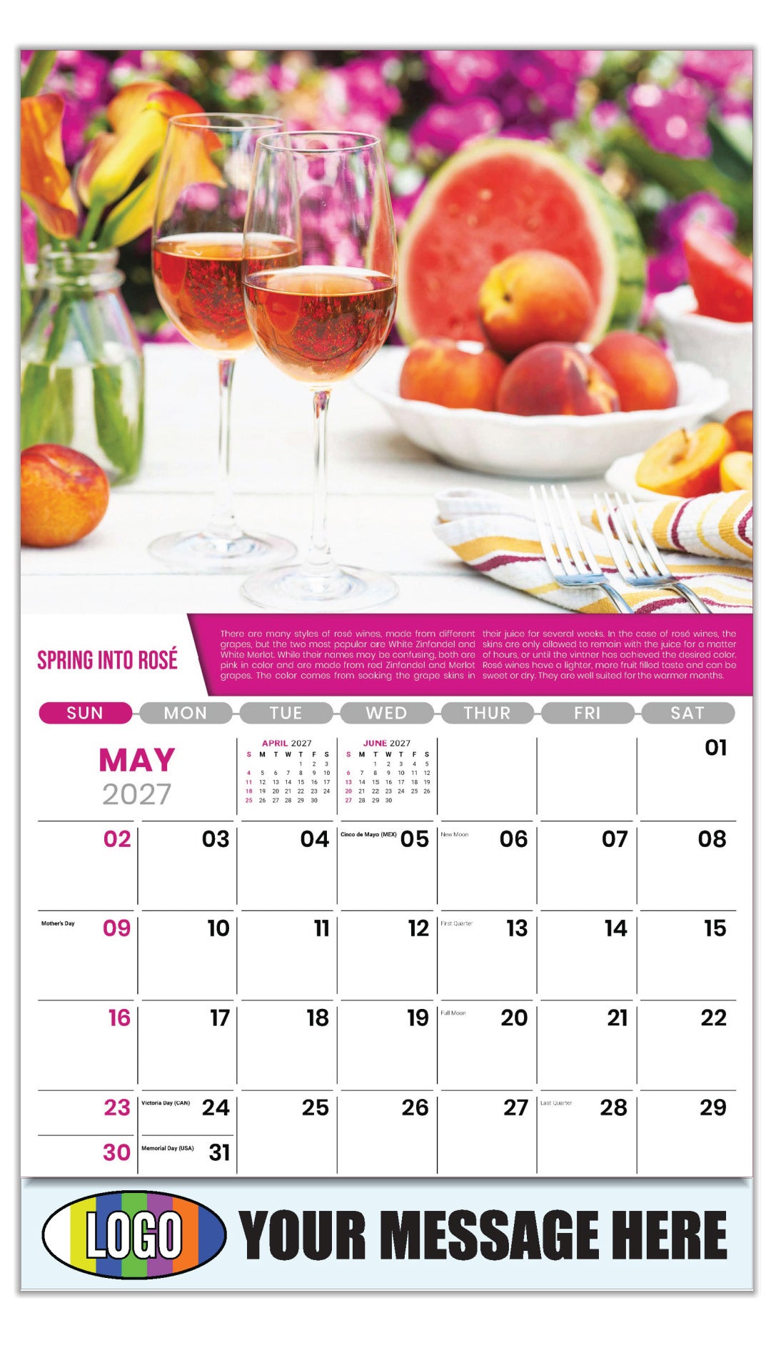 2027 Business Advertising Calendar - Vintages: Wine Tips - Spring into Rosé - May