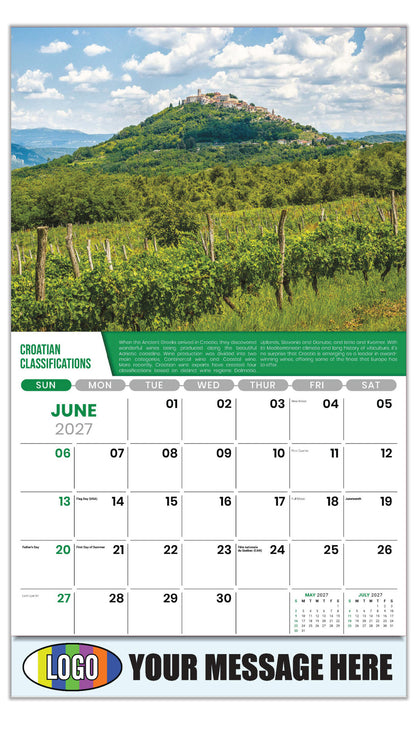 2027 Business Advertising Calendar - Vintages: Wine Tips - Croatian Classifications - June