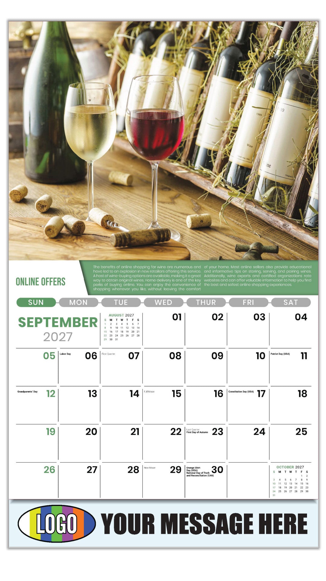 2027 Business Promo Calendar - Vintages: Wine Tips - Online Offers - September