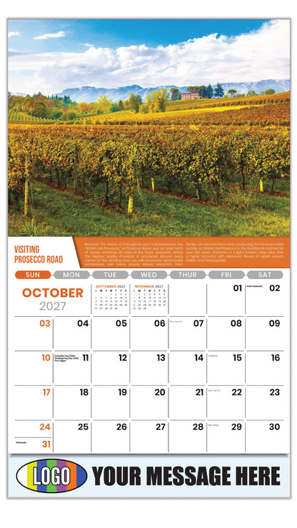 2027 Business Promotion Calendar - Vintages: Wine Tips - Visiting Prosecco Road - October