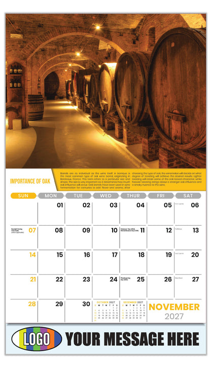 2027 Business Promotion Calendar - Vintages: Wine Tips - Importance of Oak - November