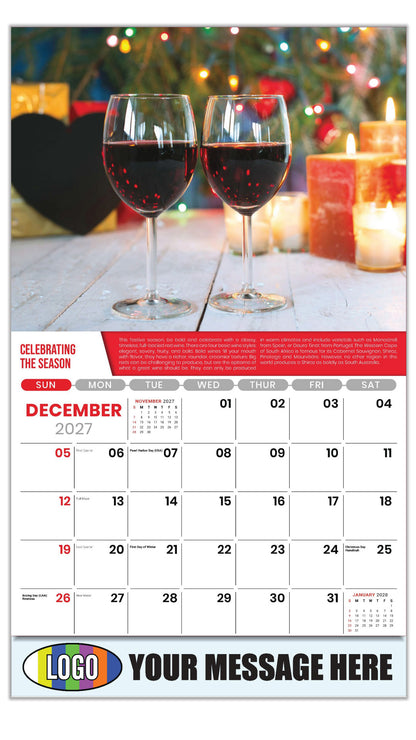 2027 Business Promotion Calendar - Vintages: Wine Tips - Celebrating the Season - December