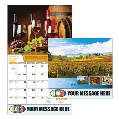 Branded business promotional calendar | 2027 Vintages - WIne tips