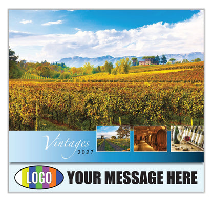 2027 Business Promo Calendar - Vintages: Wine Tips - Printed with your Logo, Name and message