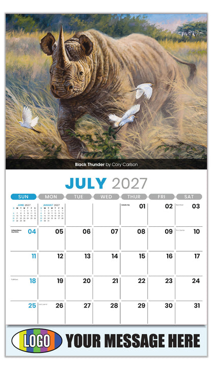 2027 Business Promo Calendar - Wildlife Art - Black Thunder by Cory Carlson - July