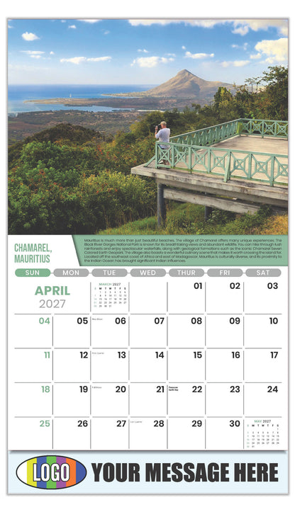 2027 Business Advertising Calendar - World Travel Destinations  - April - Chamarel, Black River, Mauritius