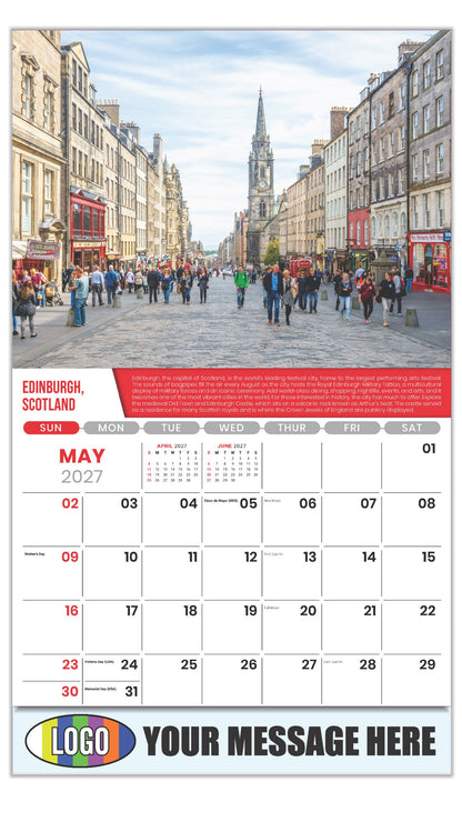 2027 Business Advertising Calendar - World Travel Destinations  - May - Edinburgh, Scotland