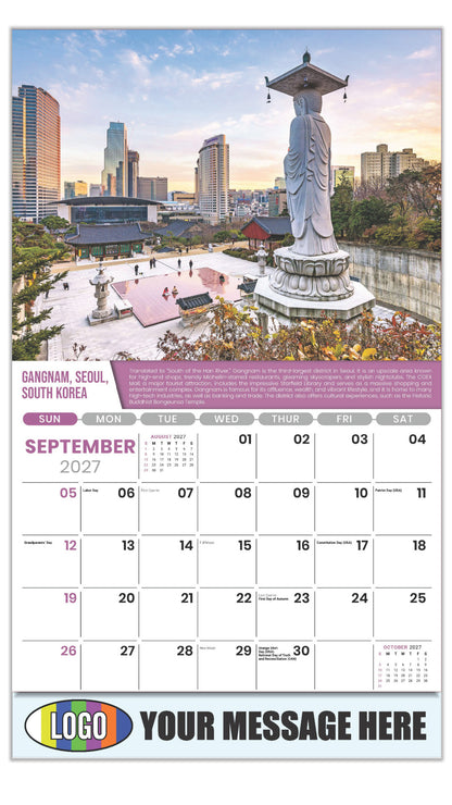 2027 Business Promo Calendar - World Travel Destinations  - September - Gangnam, Seoul, South Korea
