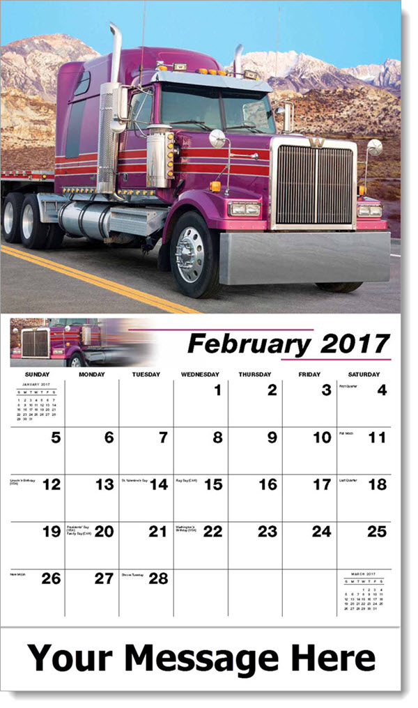 Custom big rigs promotional wall calendars