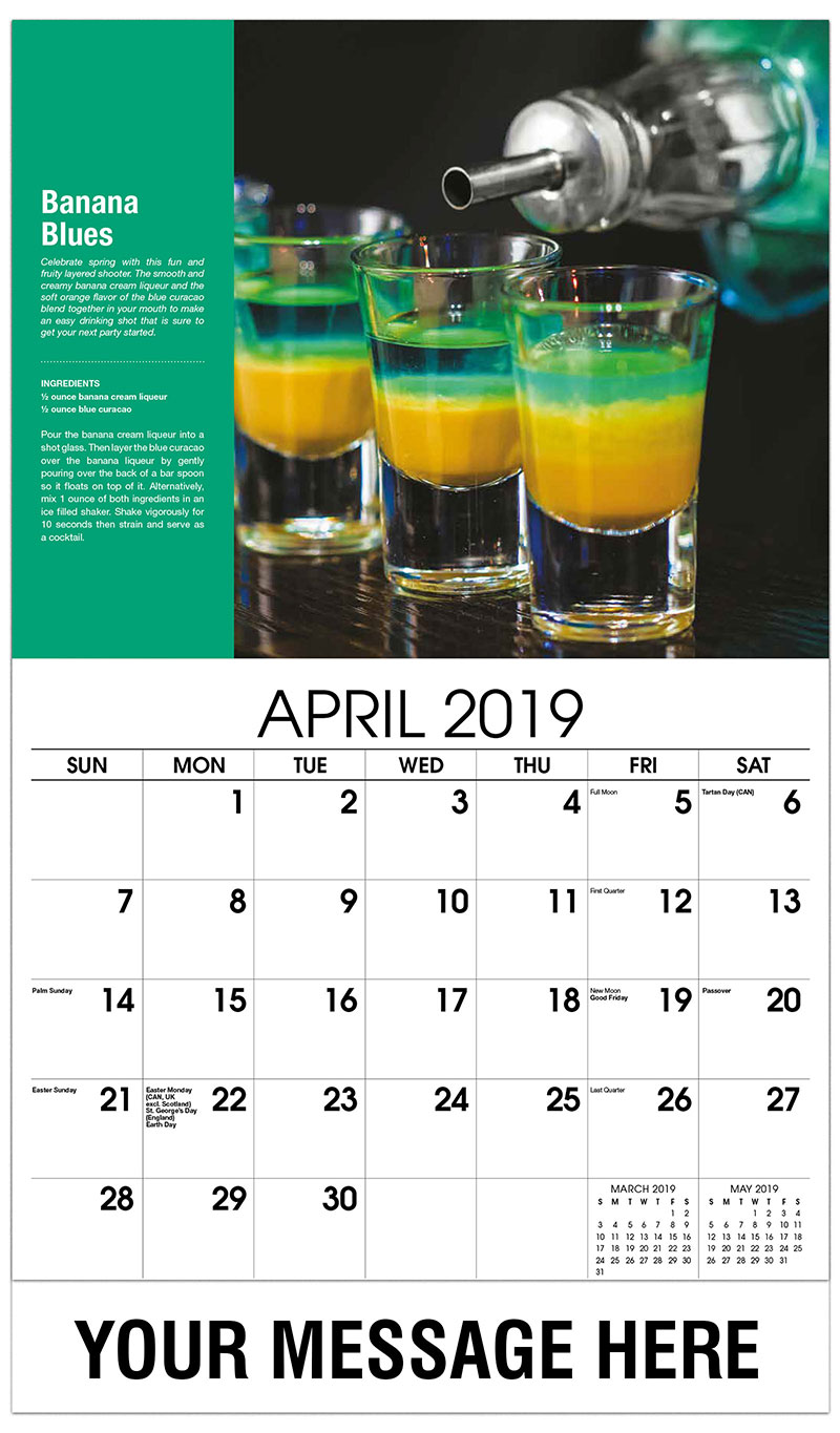 Cocktail and Drink Recipes Calendar 65¢ Business Promotional Calendar