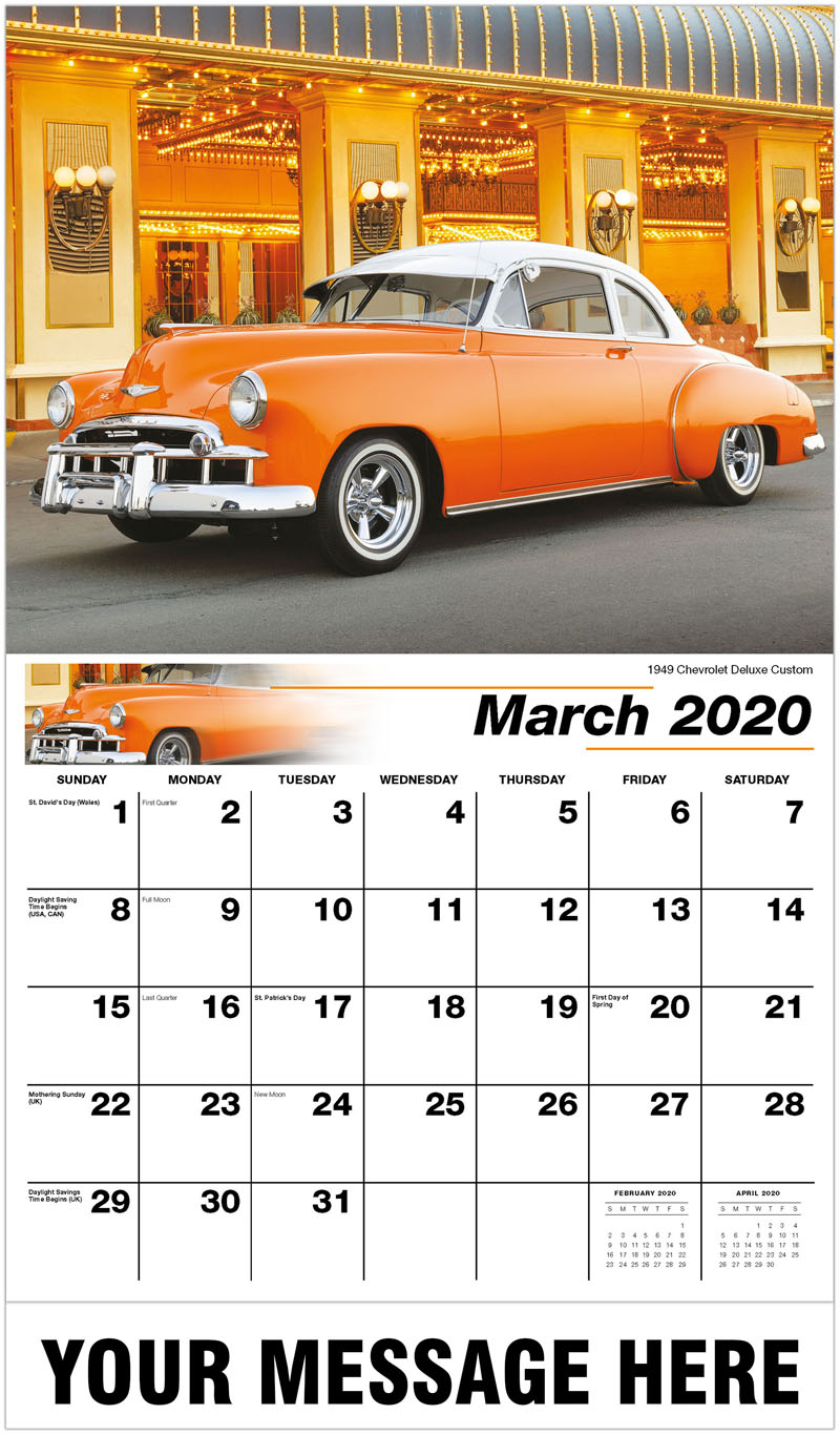 GM Classic Cars Calendar 2020 Promotional Calendar Vintage Car Calendar