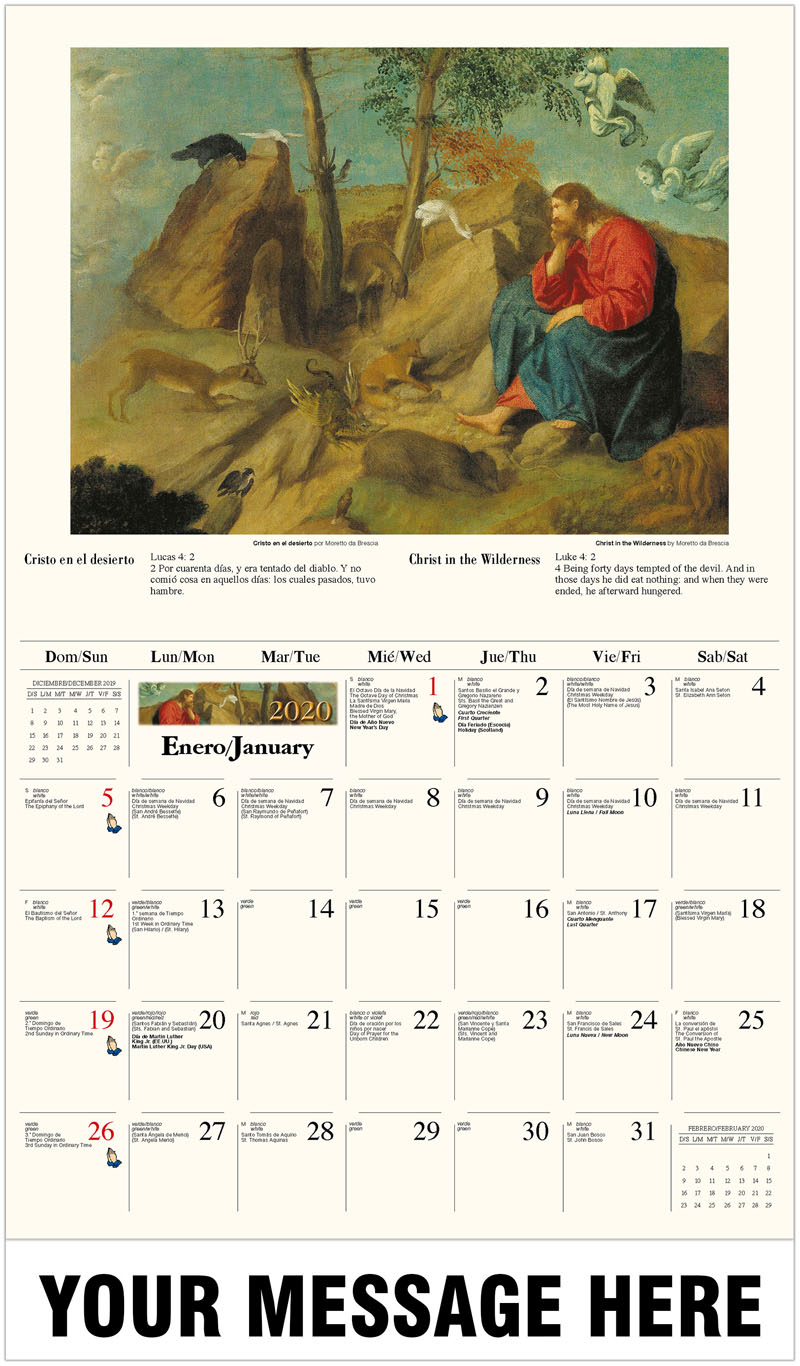 catholic inspiration spanish english bilingual january 2020 calendar spanish