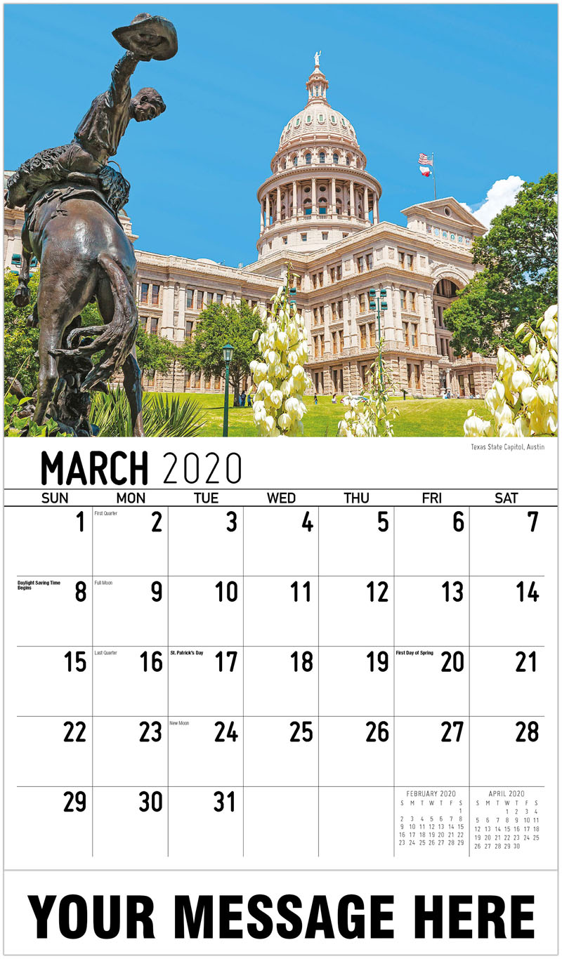 2020 Scenes of Texas Calendar Texas State Promotional Wall Calendar