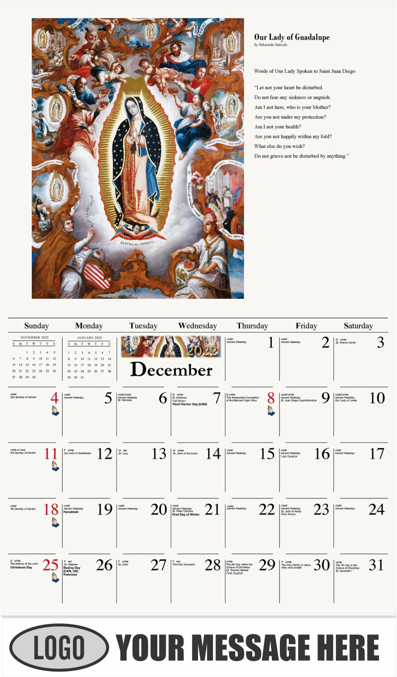 Our Lady of Guadalupe - December 2022 - Catholic Inspiration 2022 Promotional Calendar