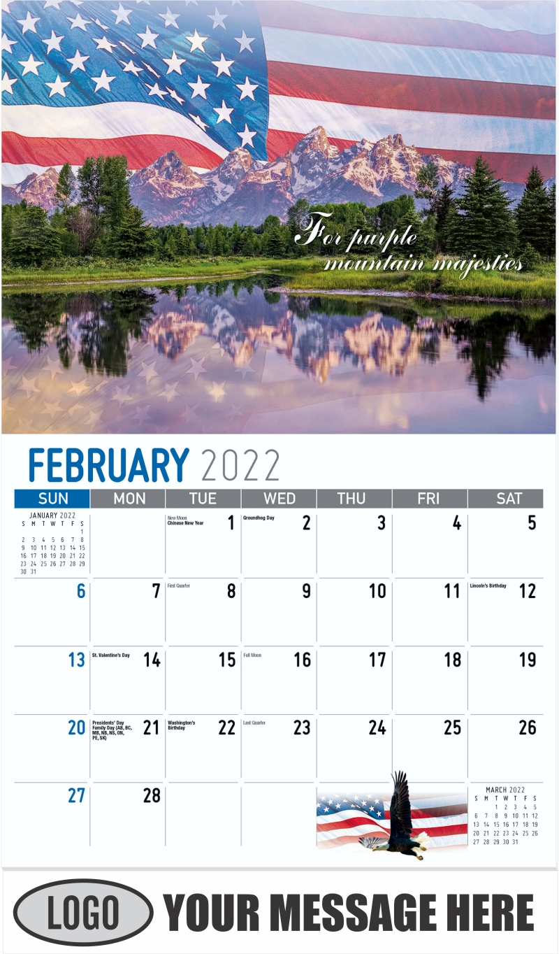 2022 Promotional Calendar America the Beautiful US Patriotism Calendar