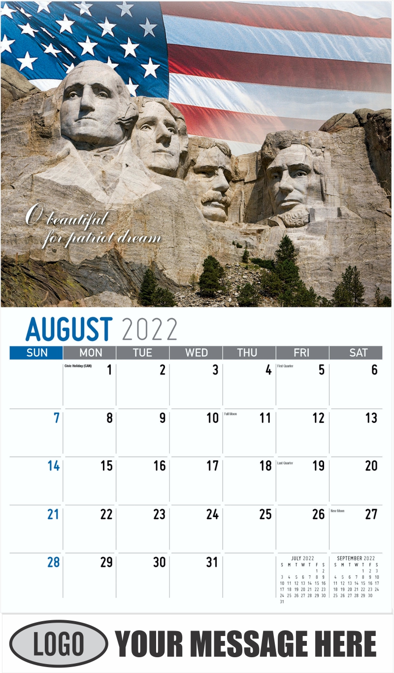 2022 Promotional Calendar America The Beautiful Us Patriotism Calendar