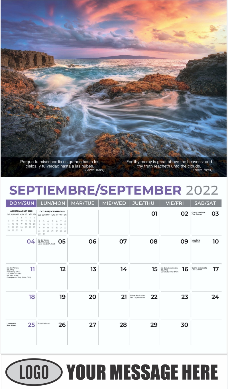 65¢ Bilingual Christian Faith 2022 Business Promo Wall Calendar