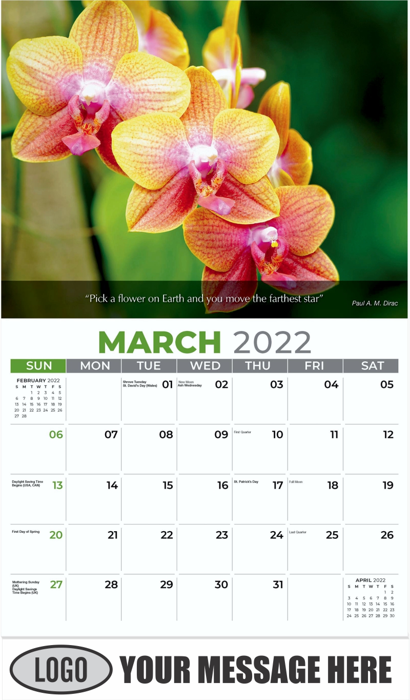 2022 Business Promo Calendars Flowers and Gardens low