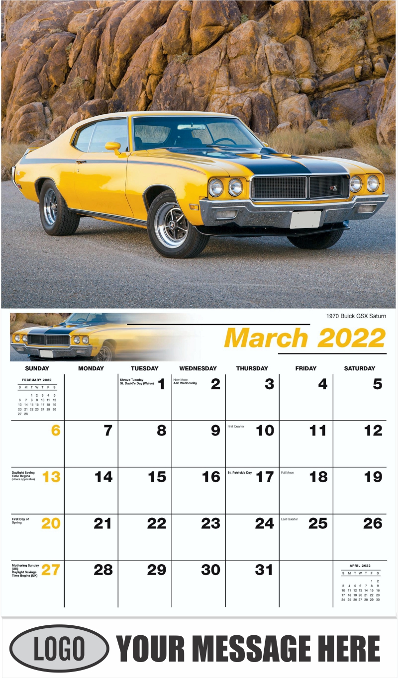 2022 Business Promo Calendar | Vintage Gm Car Calendar | Low As 65¢