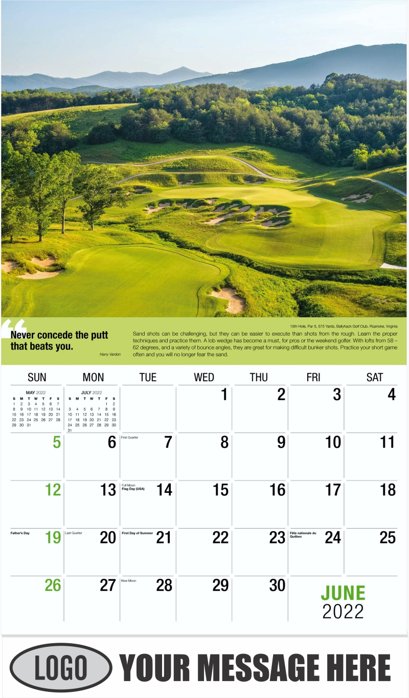 Golf Swing Tips | 2022 Business Promo Calendar | Low As 65¢