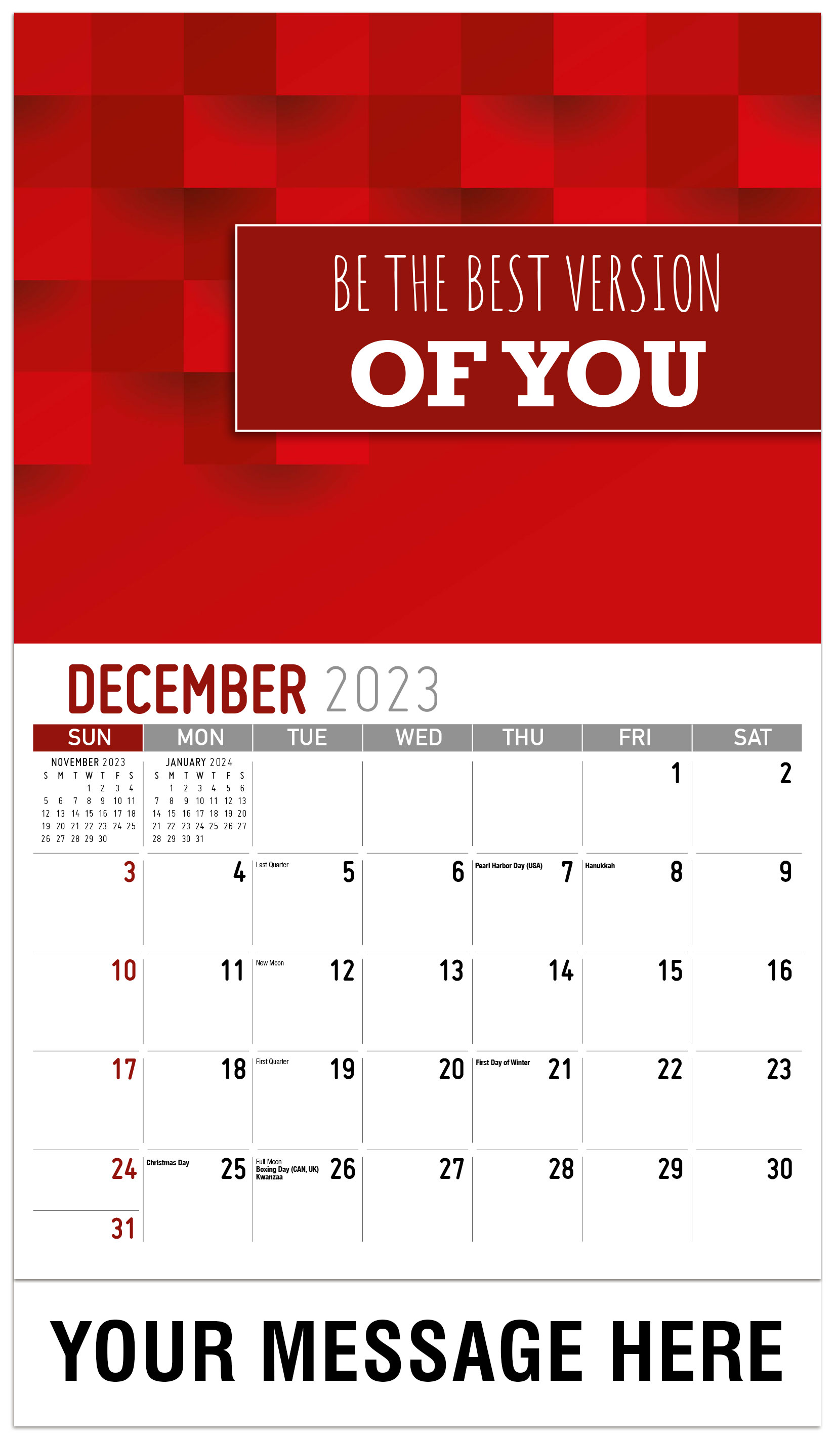Be The Best Version 
Of You - December 2023 - Arts and Thoughts 2023 Promotional Calendar