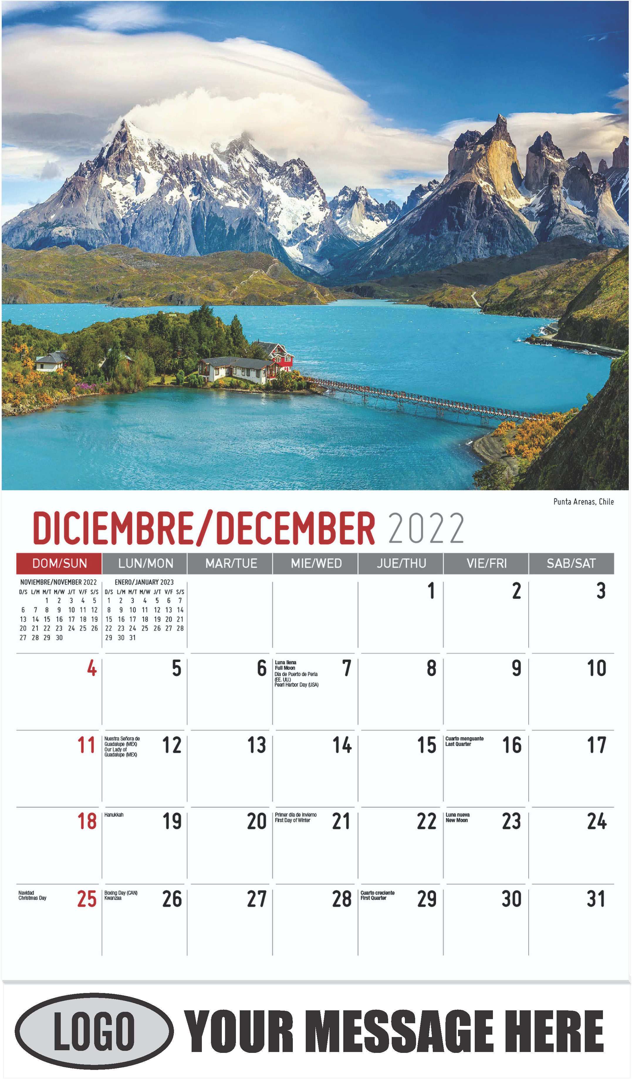 Punta Arenas, Chile - December 2022 - Beauty of Latin America 2023 Promotional Calendar