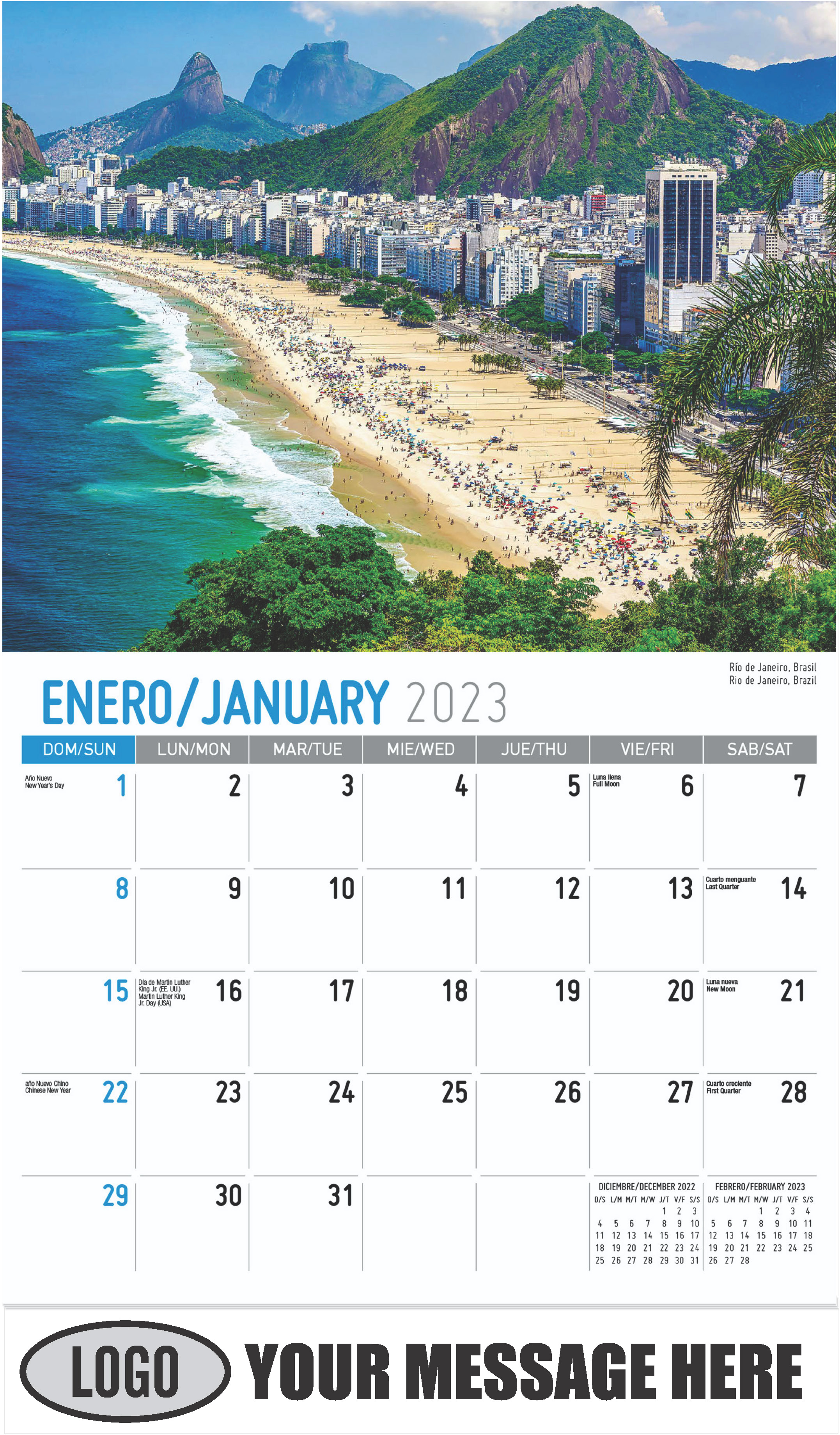 Rio de Janeiro, Brazil - January - Beauty of Latin America 2023 Promotional Calendar