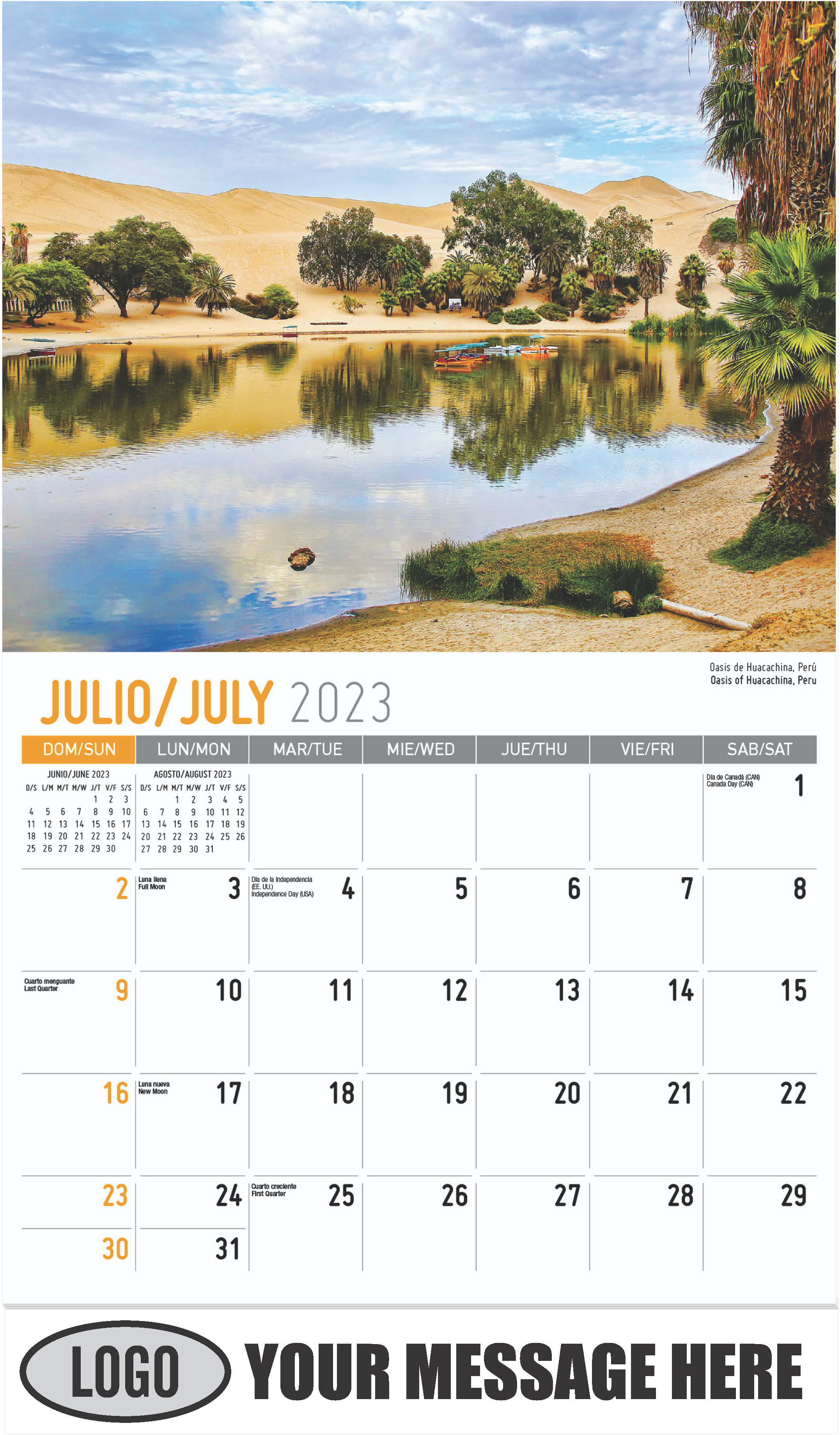 Oasis of Huacachina, Peru - July - Beauty of Latin America 2023 Promotional Calendar