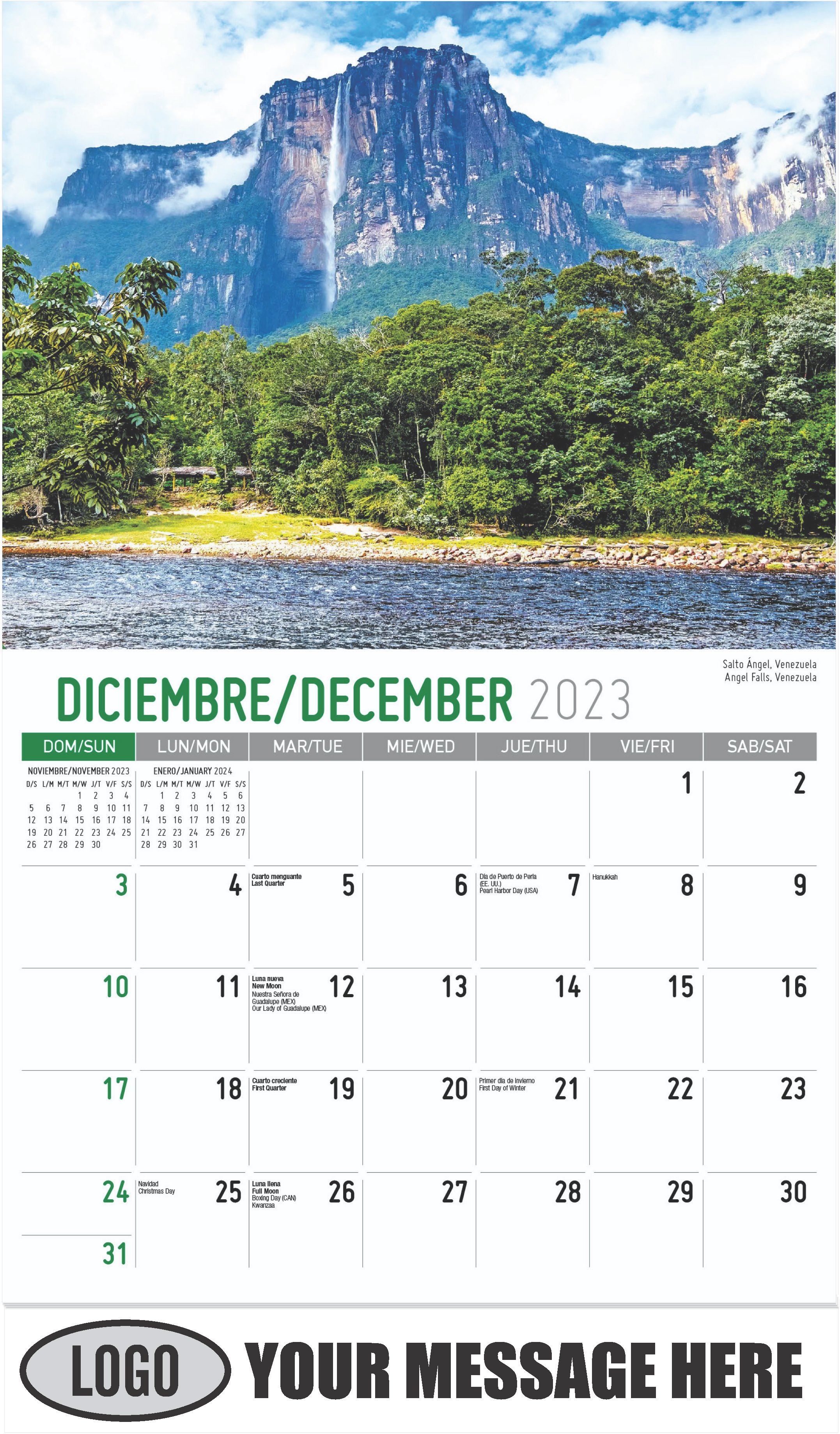 Angel Falls, Venezuela - December 2023 - Beauty of Latin America 2023 Promotional Calendar