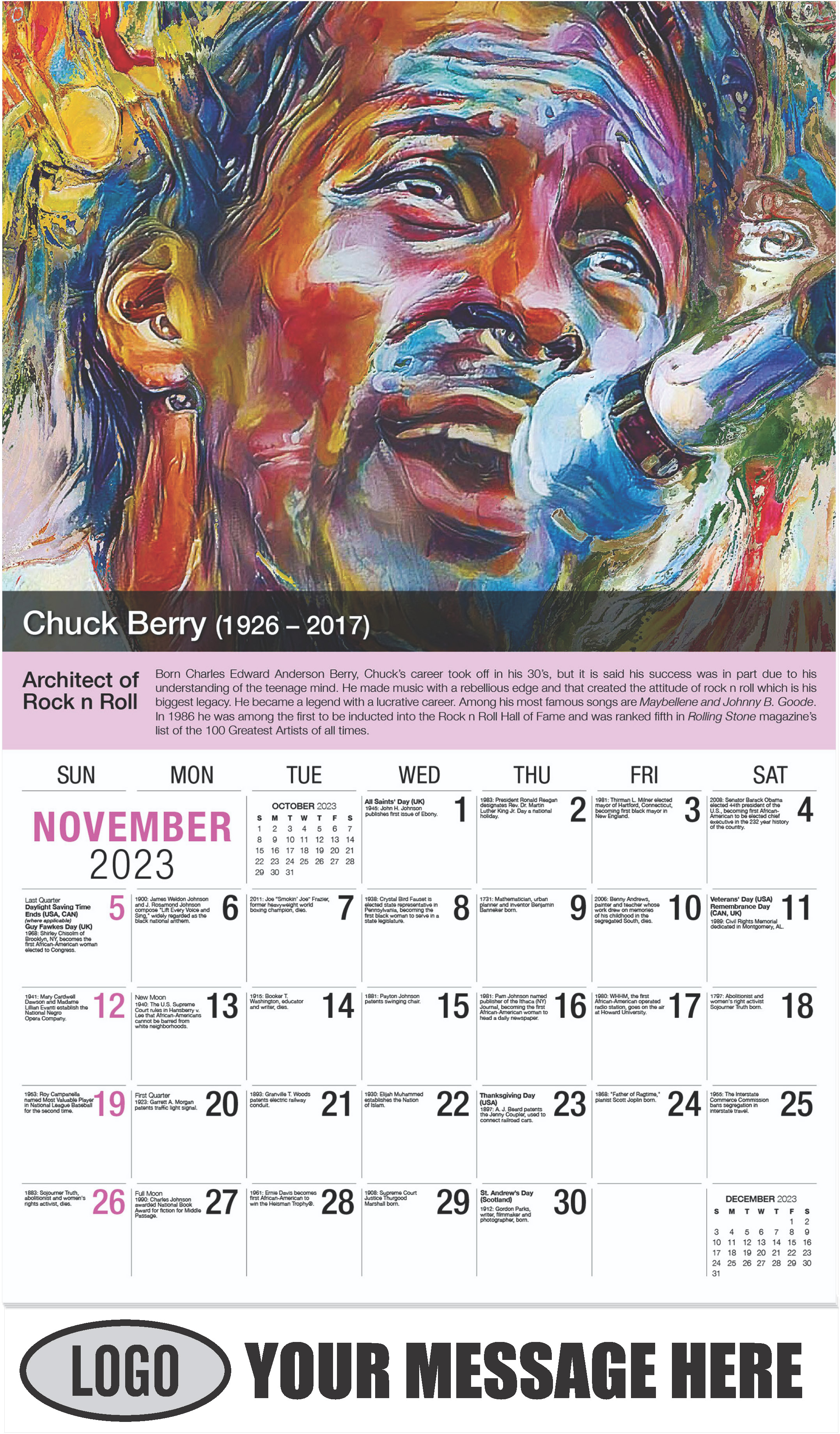 Chuck Berry - November - Black History 2023 Promotional Calendar