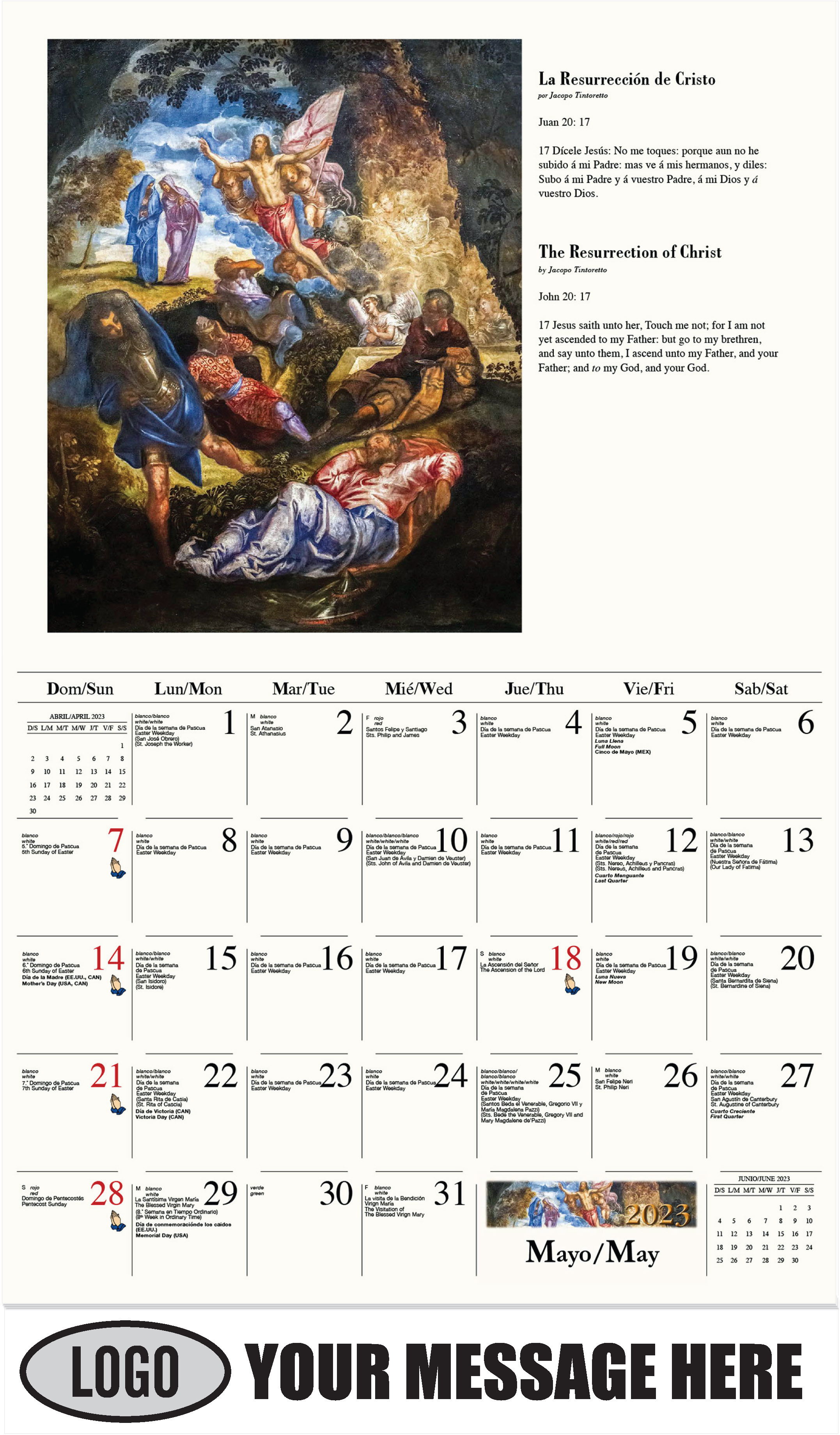 La resurrección de Cristo por Jacopo Tintoretto - May - Catholic Inspiration (Spanish-English bilingual) 2023 Promotional Calendar
