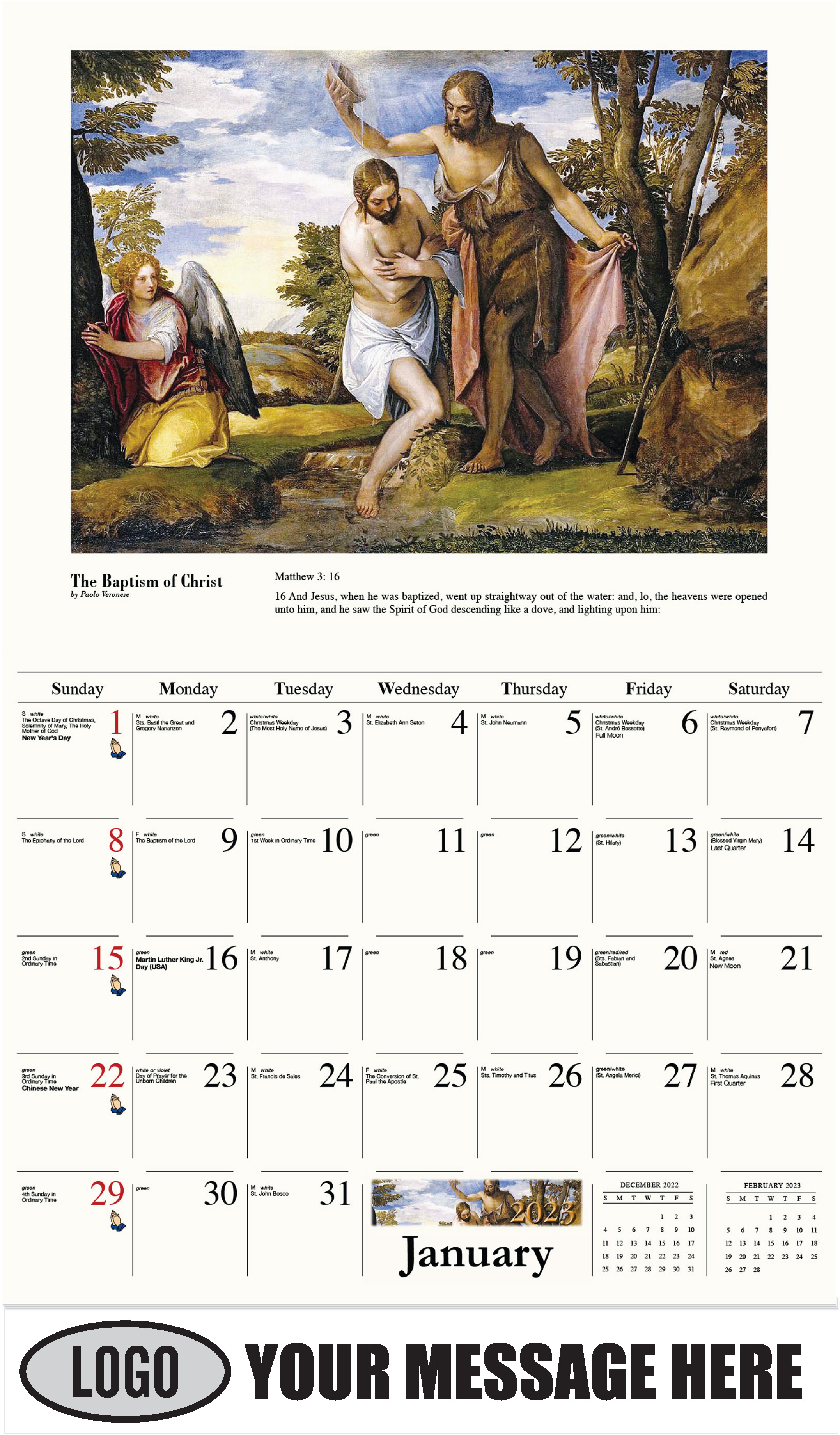 January - Catholic Inspiration 2023 Promotional Calendar