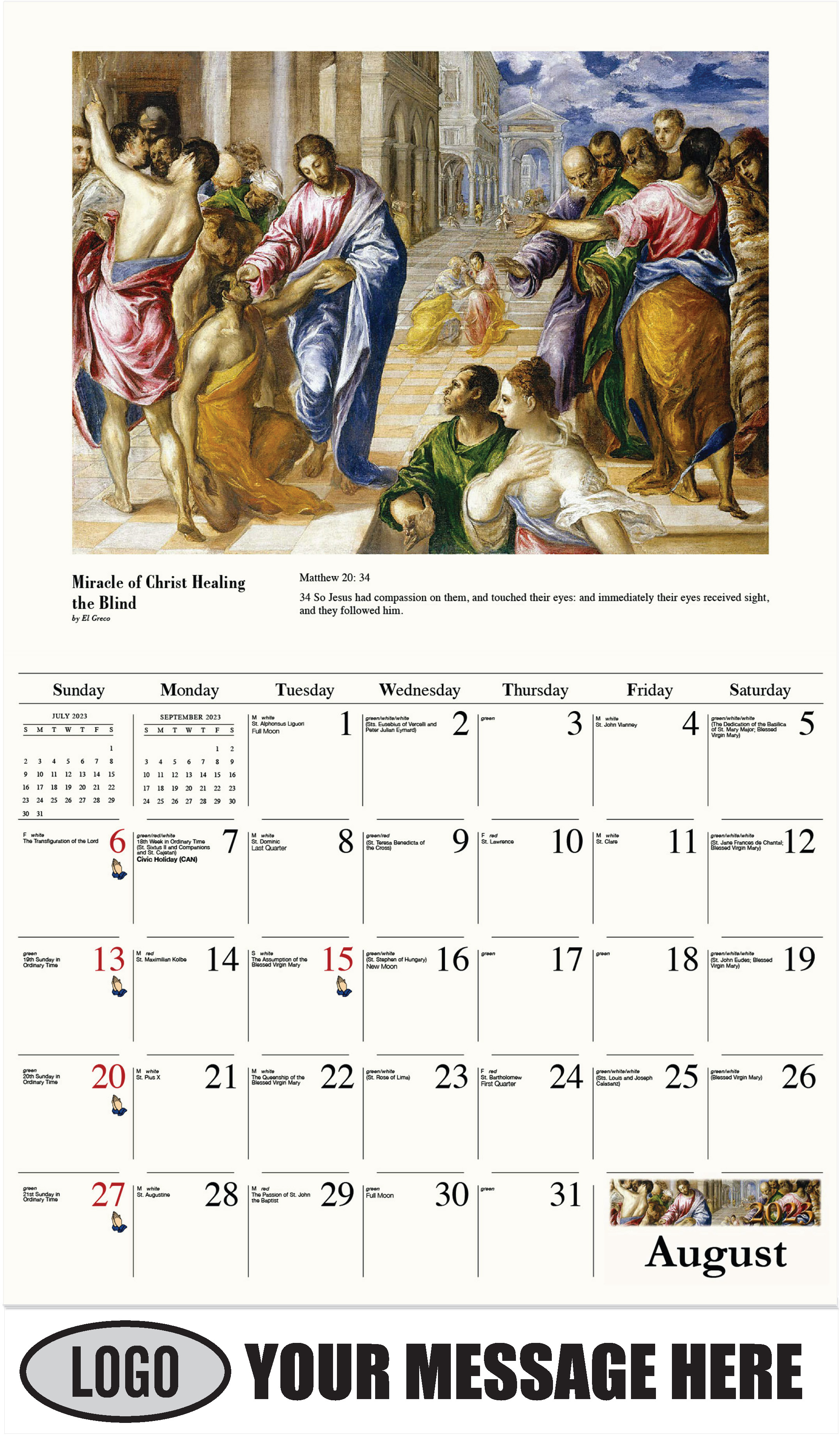 August - Catholic Inspiration 2023 Promotional Calendar
