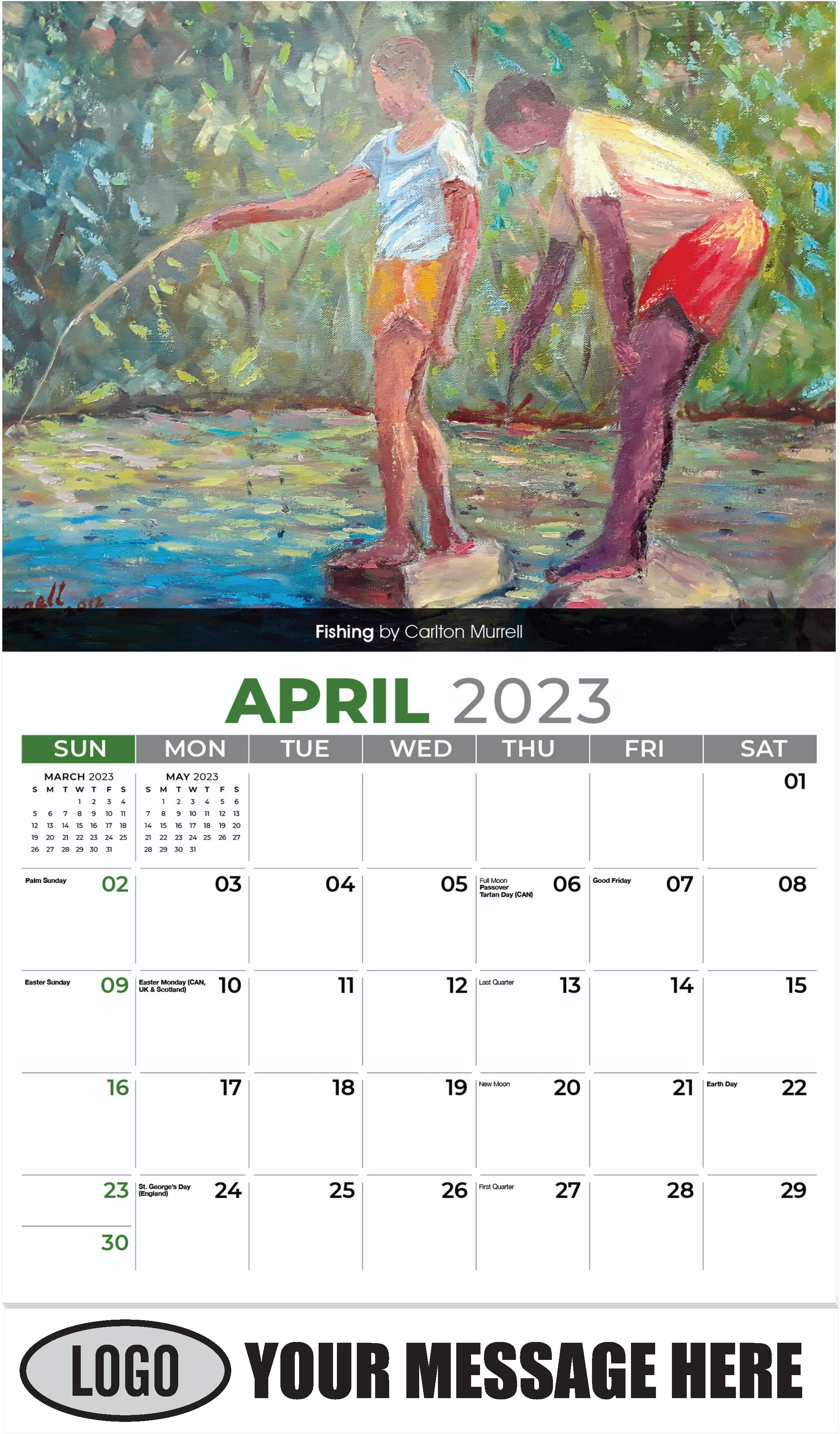 Fishing by Carlton Murrell - April - Celebration of African American Art 2023 Promotional Calendar