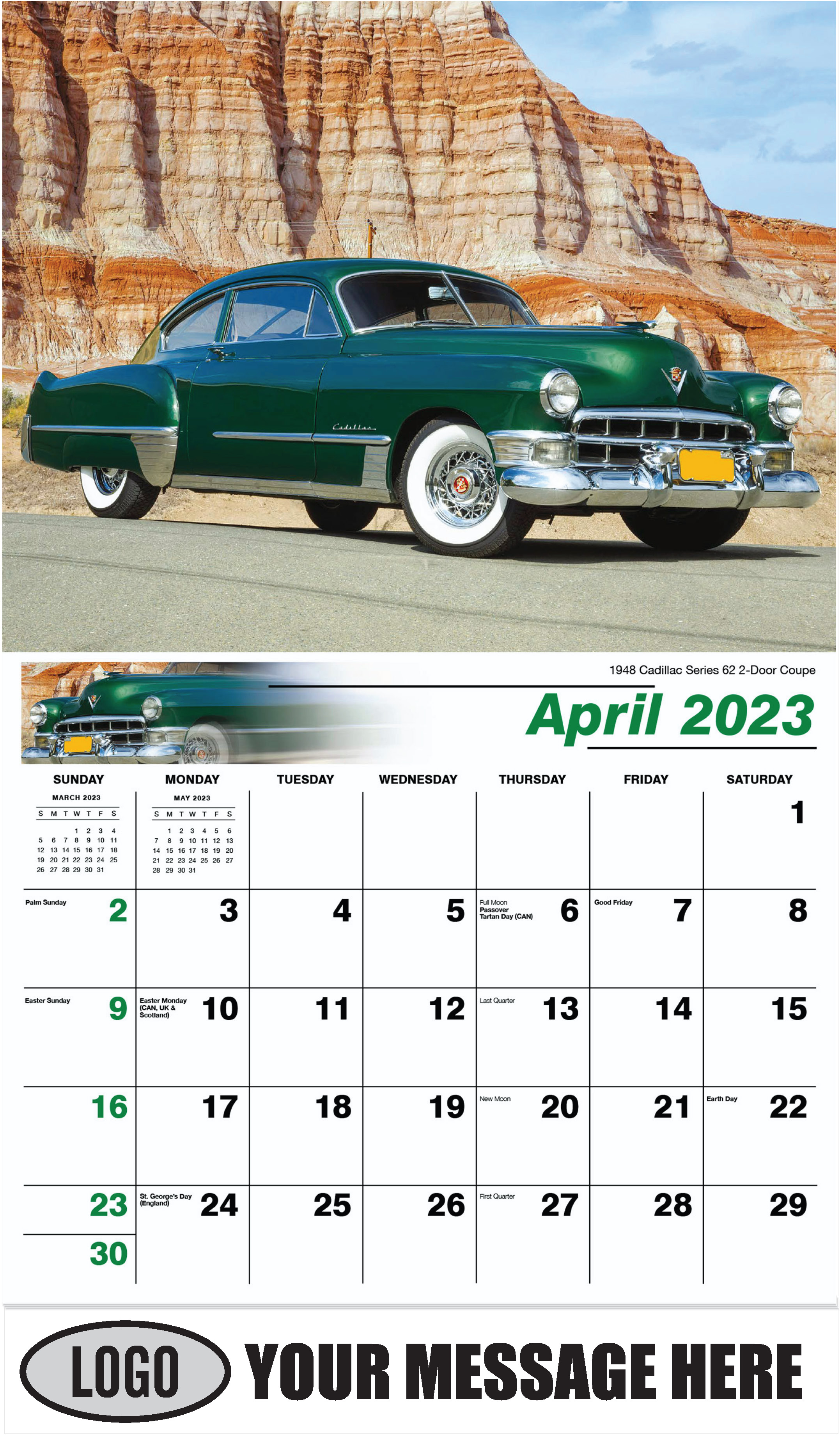 1948 Cadillac Series 62 2-Door Coupe - April - Classic Cars 2023 Promotional Calendar