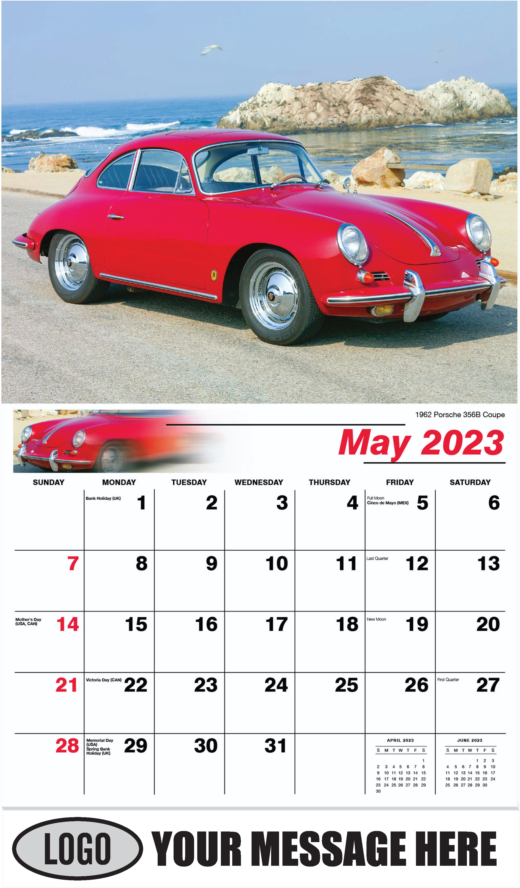1962 Porsche 356B Coupe - May - Classic Cars 2023 Promotional Calendar