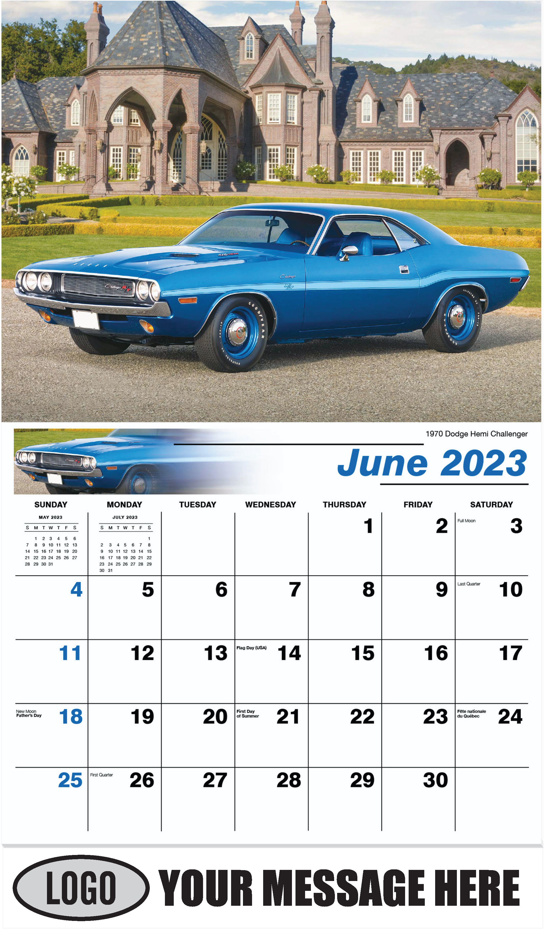 1970 Dodge Hemi Challenger - June - Classic Cars 2023 Promotional Calendar