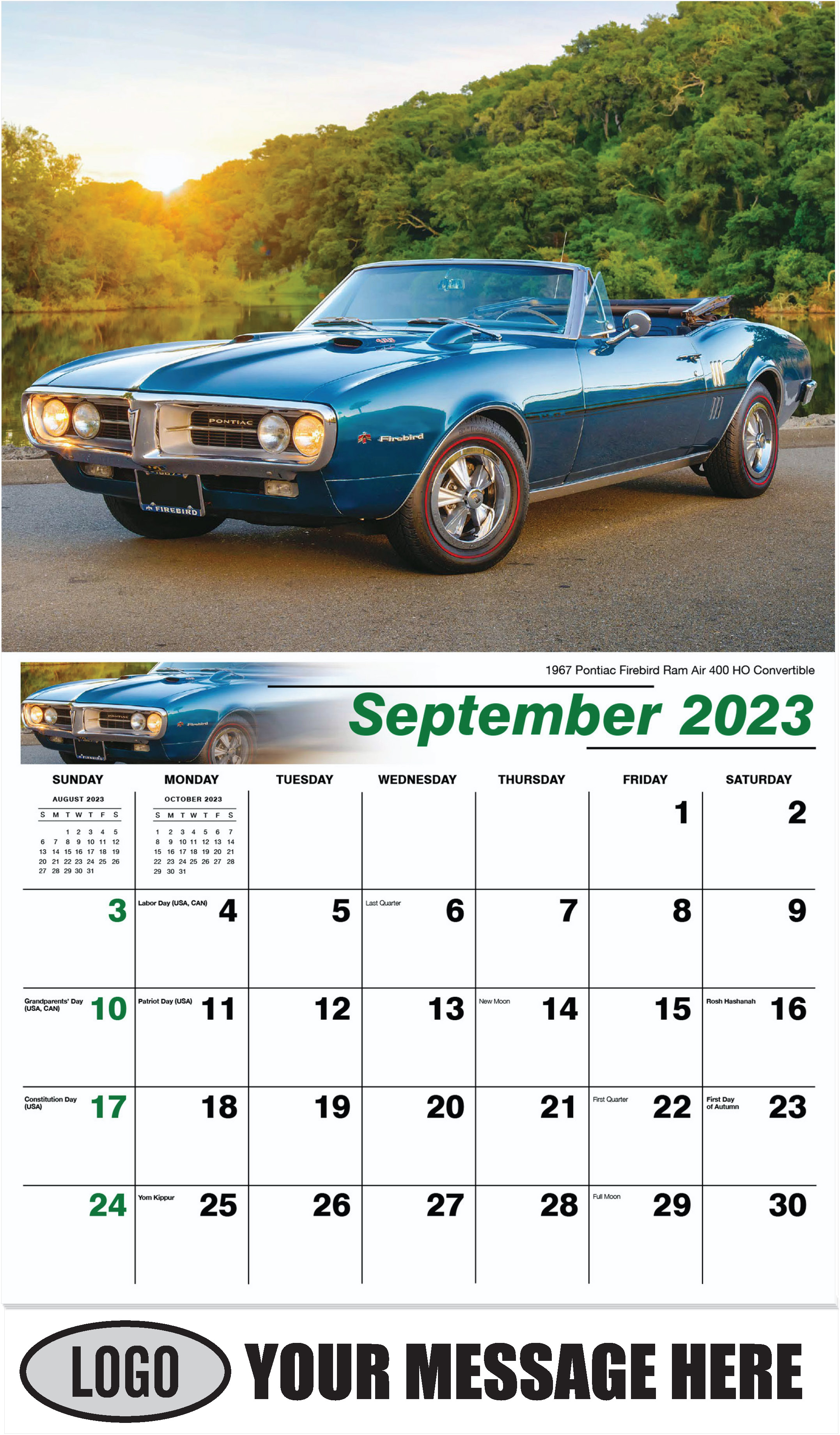 1967 Pontiac Firebird Ram Air 400 HO Convertible - September - Classic Cars 2023 Promotional Calendar