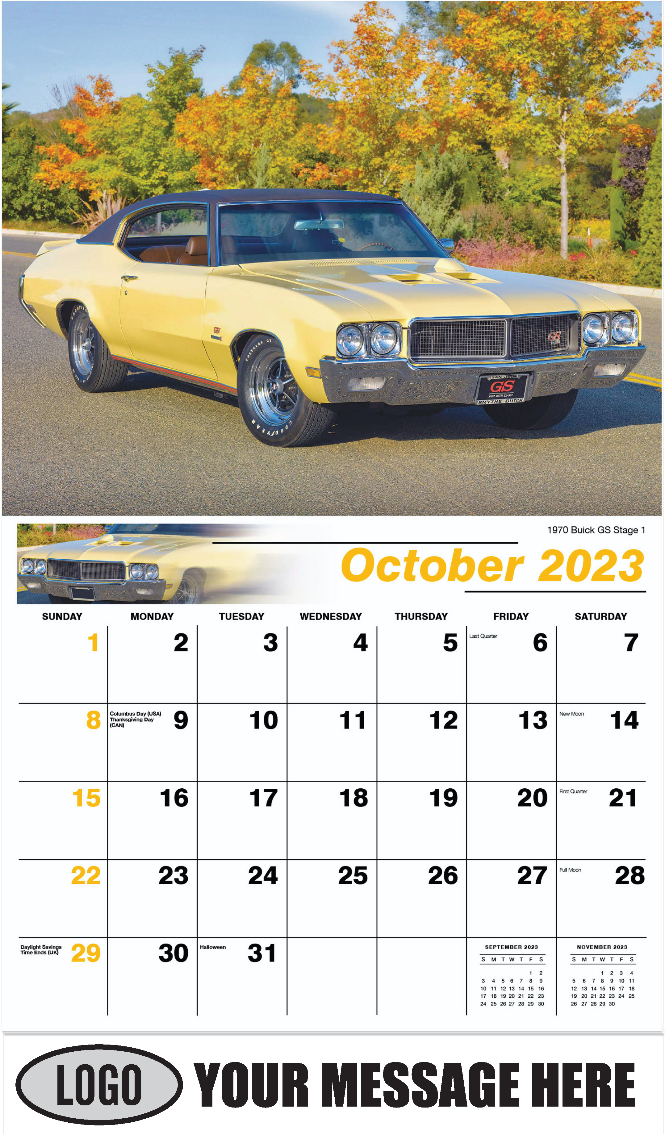1970 Buick GS Stage 1 - October - Classic Cars 2023 Promotional Calendar