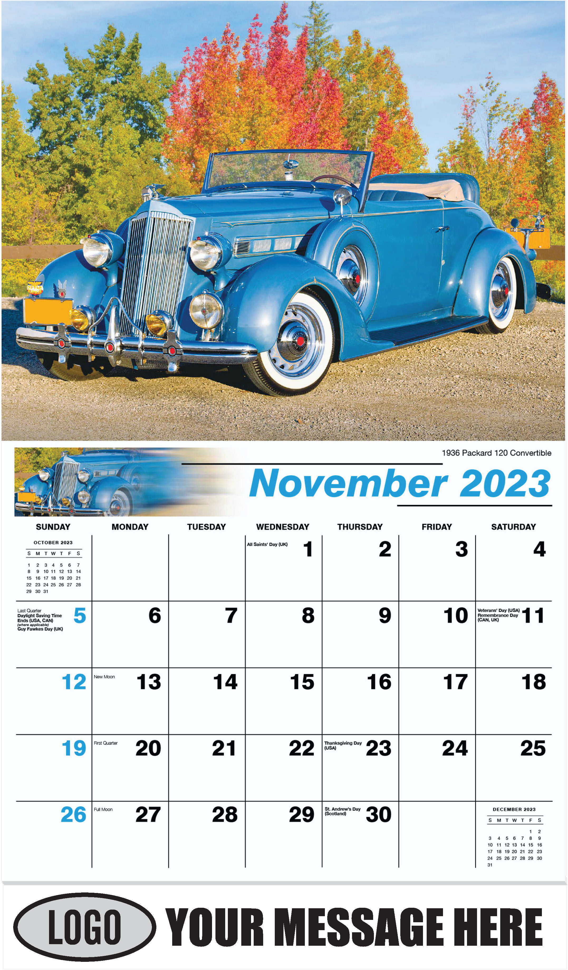 1936 Packard 120 Convertible - November - Classic Cars 2023 Promotional Calendar