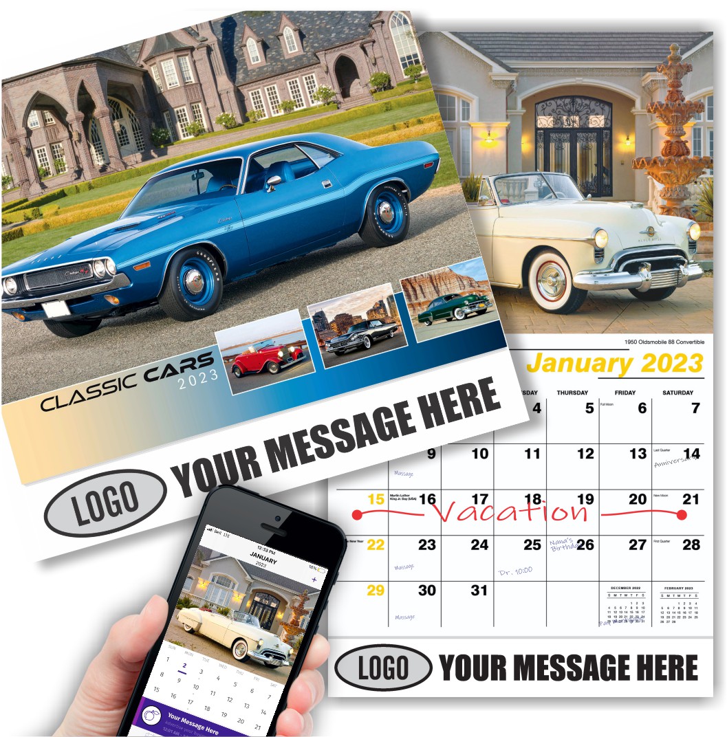 2023 Promotional Calendar | Classic Cars | low as 65¢