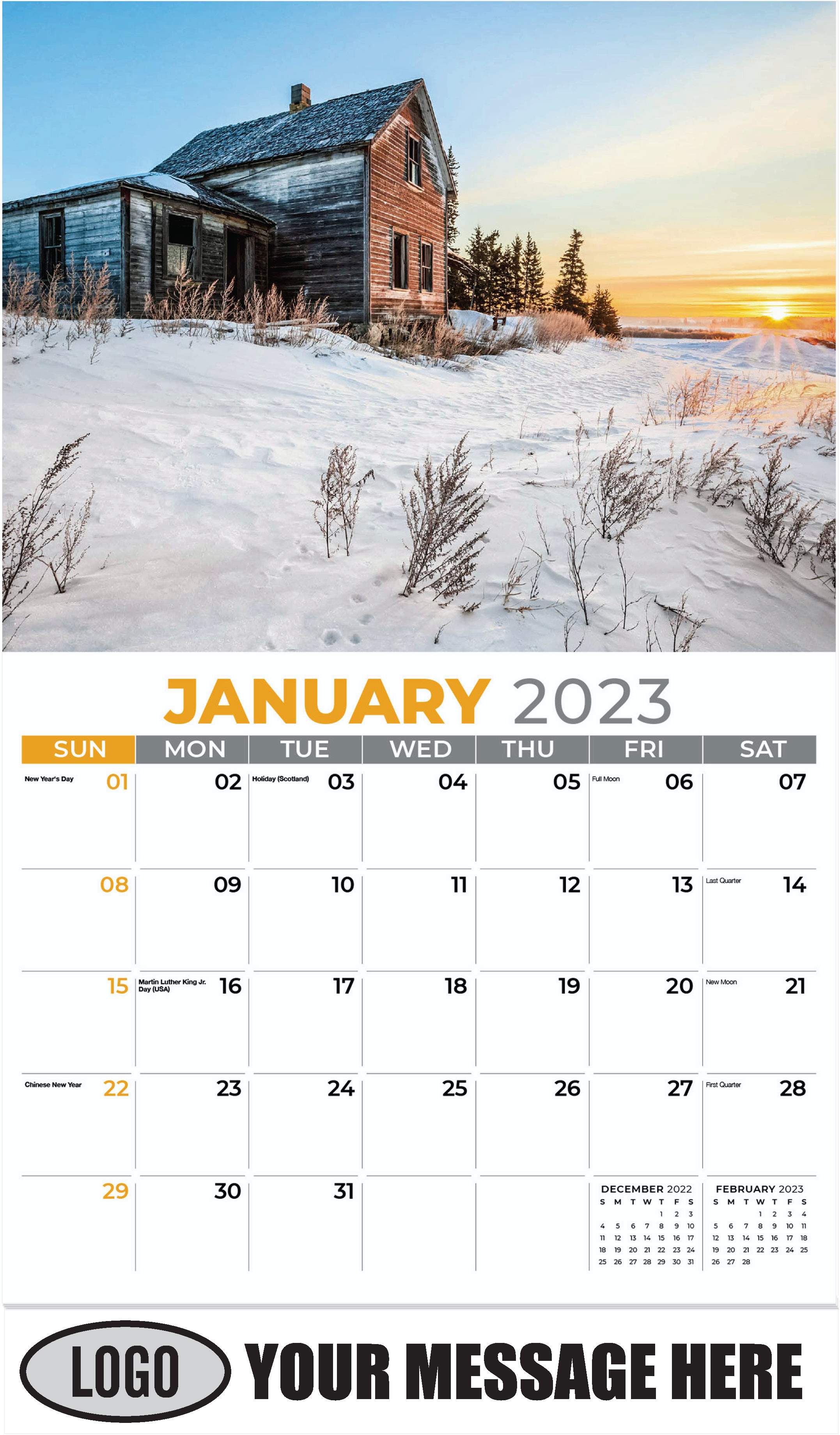 Winter Barn - January - Country Spirit 2023 Promotional Calendar