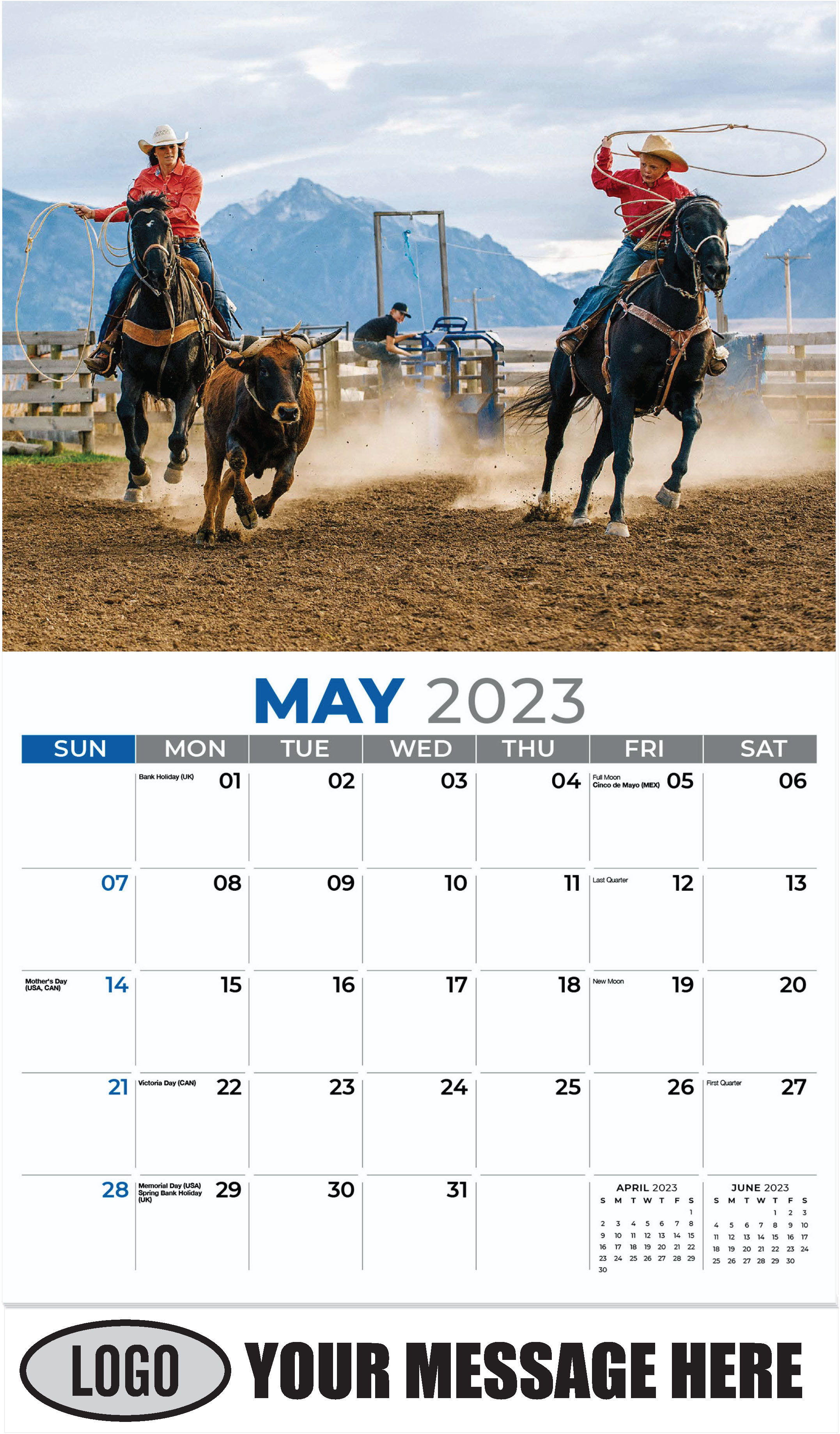 Mom and Son at Rodeo - May - Country Spirit 2023 Promotional Calendar