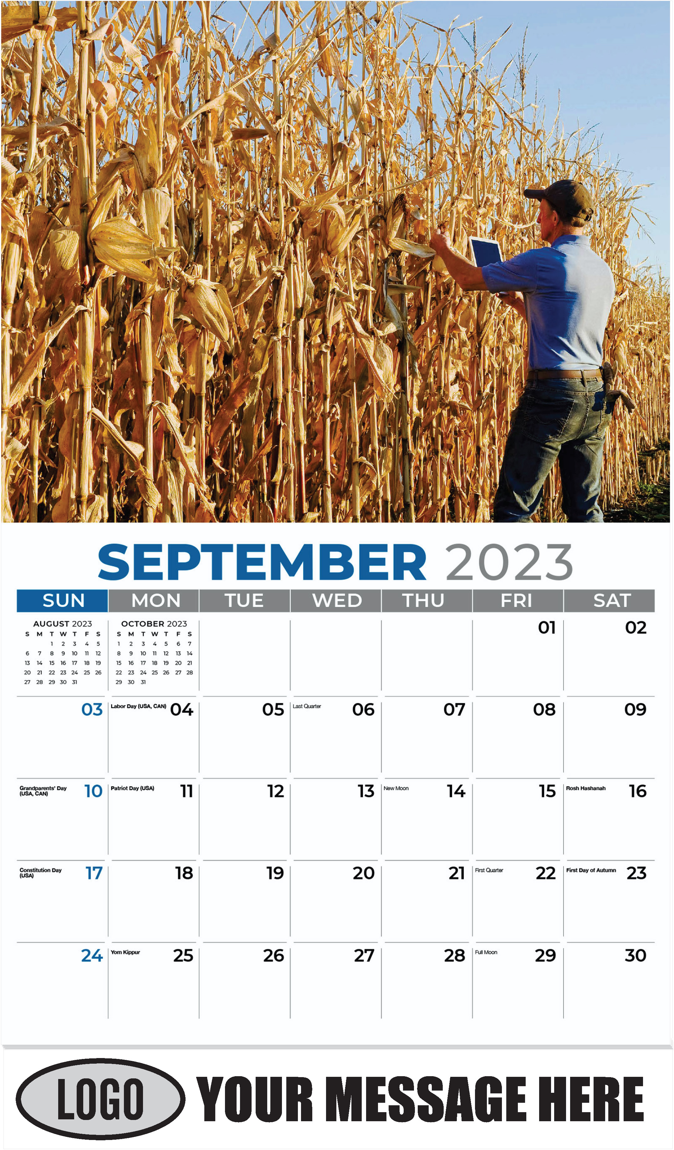 Man checking Wheat - September - Country Spirit 2023 Promotional Calendar
