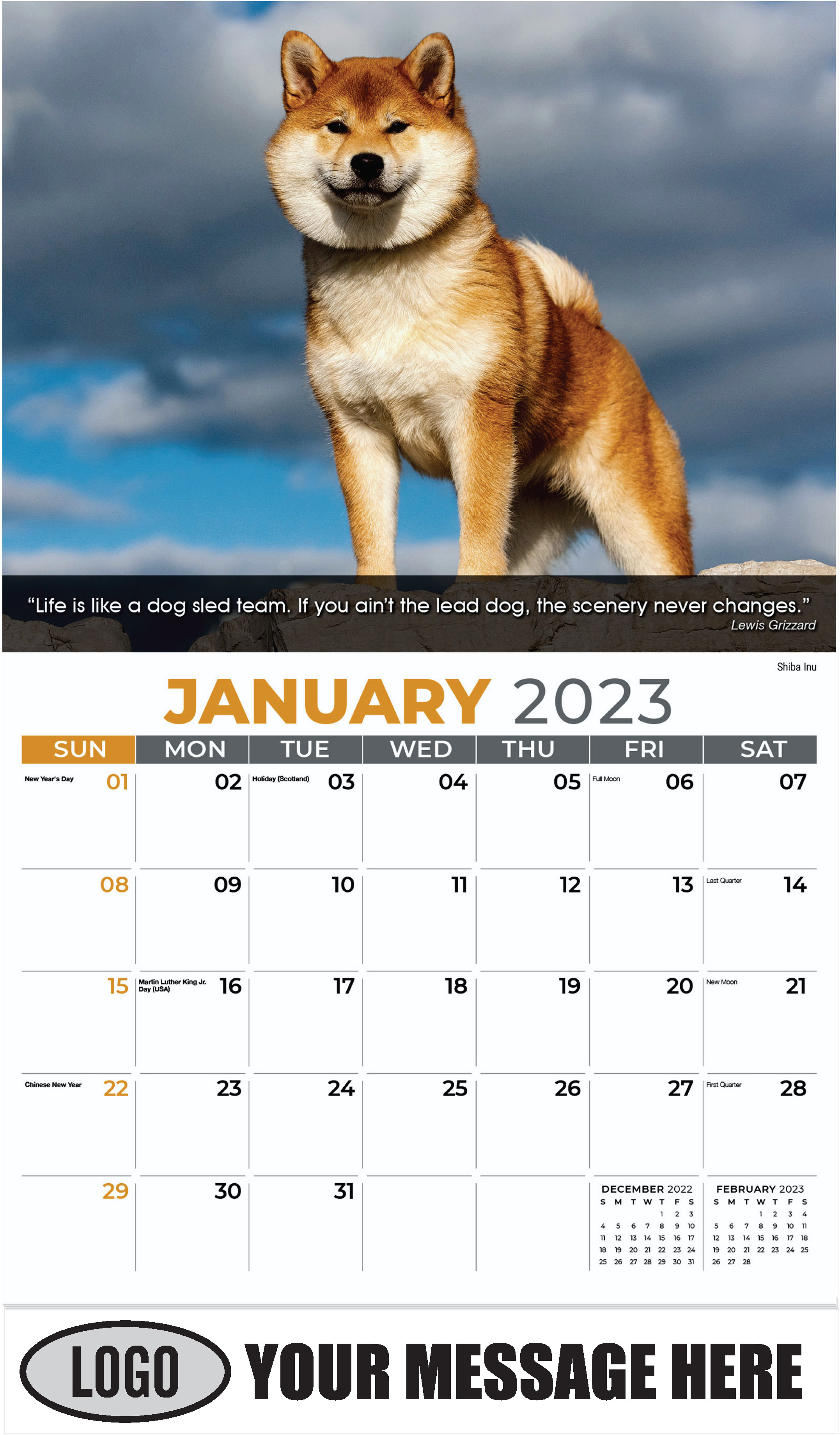 Shiba Inu - January - Dogs, ''Man's Best Friends'' 2023 Promotional Calendar